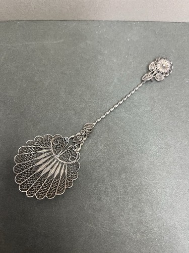 Vintage filigree silver spoon - vintage,