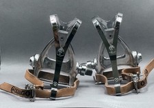 Campagnolo C-Record Aero Pedals With Colnago Leather Toe Straps **Rare**