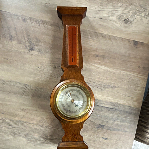 Wooden wall aneroid barometer - wooden,