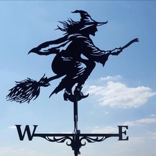 Vintage Style Metal Black Witch Weathervane Weather Vane Outdoor Farm Decor!