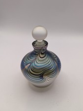 Vintage Rare Okra Colorful Pattern Art Glass Perfume Bottle Signed By R Golding 