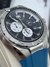 Men’s Watch Technomarine Cruise 47mm Steel Black Dial Quartz 111026 New Strap