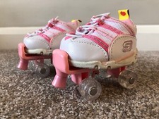 Build A Bear Pink Striped Skechers Heart Tennis Shoes With Roller Skates VGC