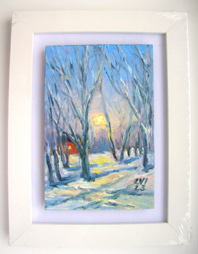 Winter landscape framed - winter,
