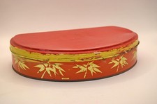 Vintage Retro Huntley & Palmers Red Hinged Biscuit Tin Shabby Chic
