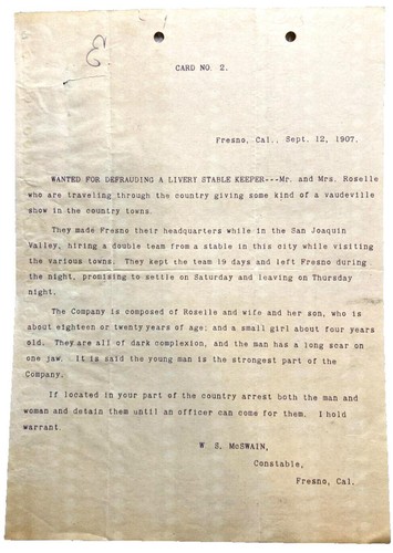 1907 wanted poster defrauding - 1907,