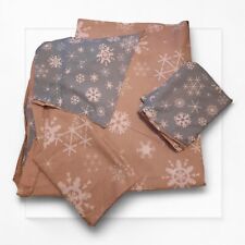 Blue Pink Snowflake Design Reversible Double Duvet Set