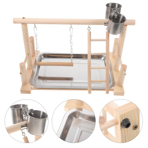 Parrot play stand wooden gym - wooden,