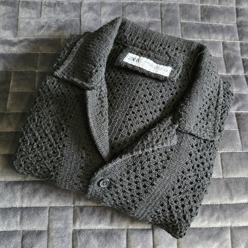 Zara black open knit crochet - black,