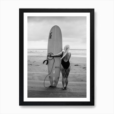 Surfer Girl Art Print Framed
