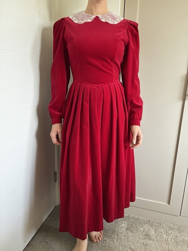 Vtg 80s red velvet - velvet, dress