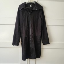 Necessary Evil Trench Coat Jacket Long Black Medium Black Gothic Zip Up Hooded