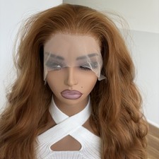 Long Wavy Heat Resistant Synthetic Hair Women Lace Front Wig Ginger Brown