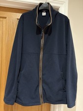 Equestrian Ladies UK 18-20 XL Navy Fleece Jacket Brown Piping Horse Riding