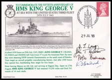 HMS King George V at Sea with US Fleet Hockaday Navy Cover Signed 4 in Action
