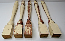 5 Vintage  Shabby Wood Turned