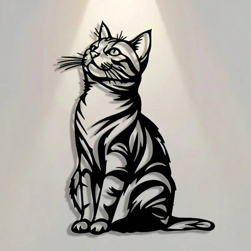 Cat silhouette metal - metal, wall