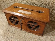 Antique oak letters lock box