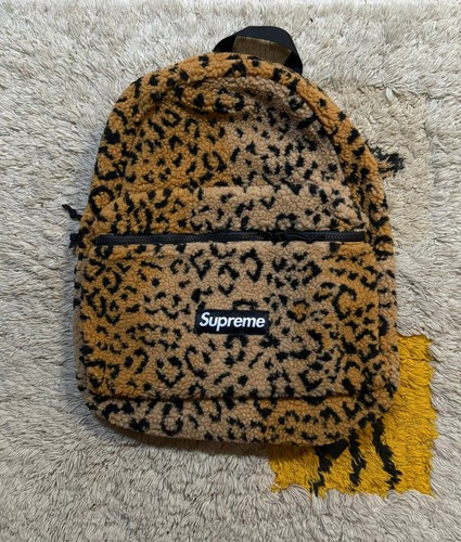 Yellow leopard fleece backpack - yellow,