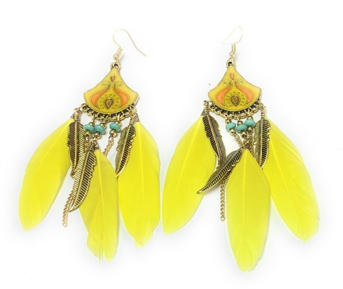 Feather chandelier earrings - feather,