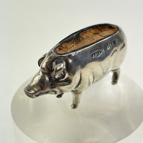 Antique solid silver pig pin - silver,