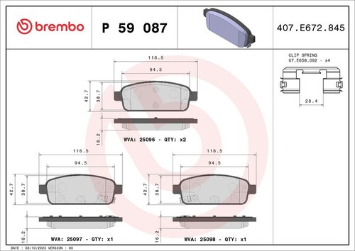 Brembo rear brake pad set - brembo,