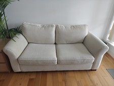 Beige Fabric 2-Seater Sofa Convertible Pull-Out Bed, Guest Bed