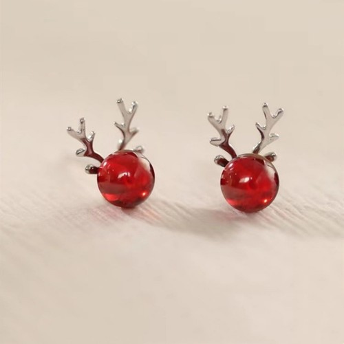 Deer antler earrings red alloy - antler,