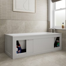 1700 Side Front Storage Bath Panel for Straight Baths Lockable Modern MDF White