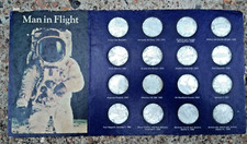 Shell Man In Flight - Moon Landing - set of 16 tokens with information board