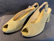 KALEIDOSCOPE - Khaki Suede Sling Back Peek Toes Shoes Size UK 4 BNWT