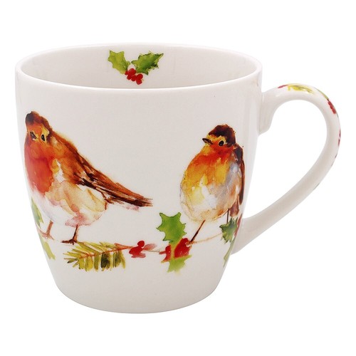 Winter robins breakfast mug - winter,