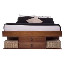 Stylish Solid Wood Storage Bed – Brazilian Wood, Drawers & Shelving
