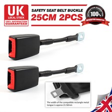 2x Universal 25cm Flat Plate Seat Belt Buckle End Black Seat Belt Free Delivery