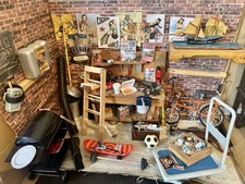 Miniature Dolls House  Garage 1:12 Diorama And Contents See Description