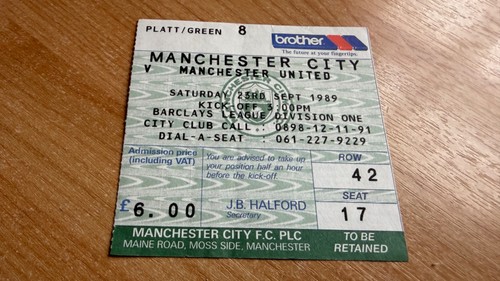 Ticket 1989 man city v - city,