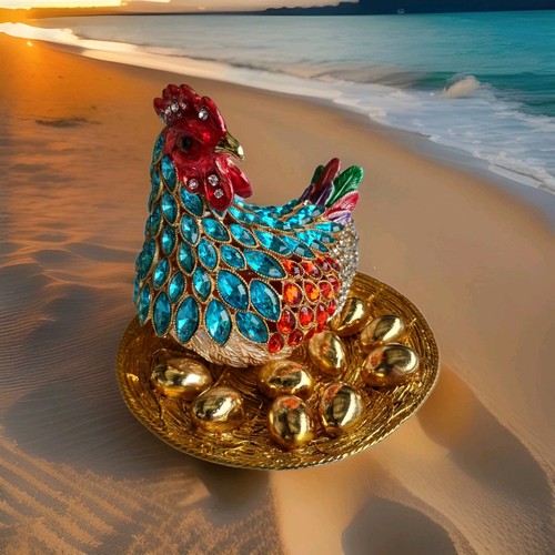 Rhinestone red blue chicken - red,