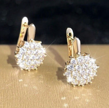 9K REAL GOLD FILLED HOOP EARRINGS MADE WITH SWAROVSKI CRYSTALS GIFT  HE19