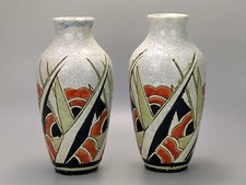 Pair of Charles Catteau Boch Freres Pottery vases