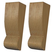 Shaker Style Pinewood Mantelpiece Brackets, Matched Pair Cut Shape Corbels-PG570