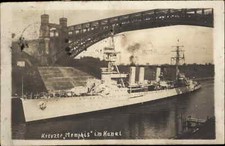 Antique RPPC WWI Kreuzer Battleship Military Cruiser "Memphis" in Canal