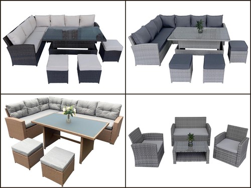 Rattan corner sofa set table - corner,