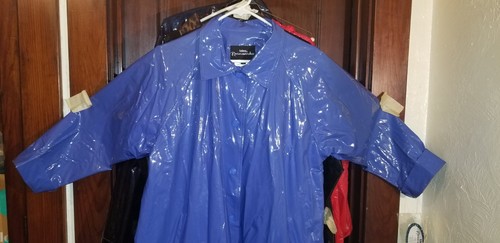 Blue vinyl raincoat size - blue,