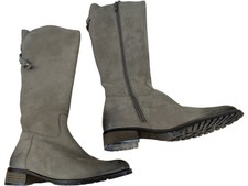 Kennel & Schmenger Knee High Leather Boots Taupe Zip Buckle Detail - UK 3