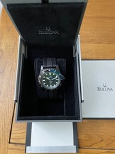 Bulova Marine Star Quartz Black Diver Watch with Blue and Black Bezel -  98B159