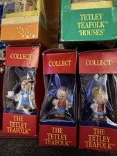 Set of 7 Tetley Tea Folk Figurines Vintage Boxed Sealed Unopened Collectibles