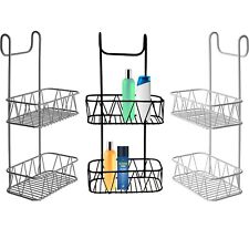 Shower Screen Caddy Plastic Coated Non Rusty Hanging Over Door Bathroom Organize