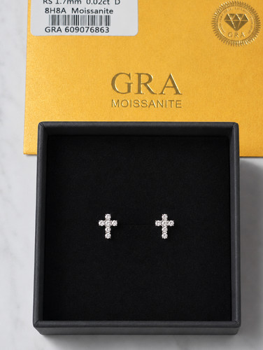 Vvs moissanite cross stud - vvs,