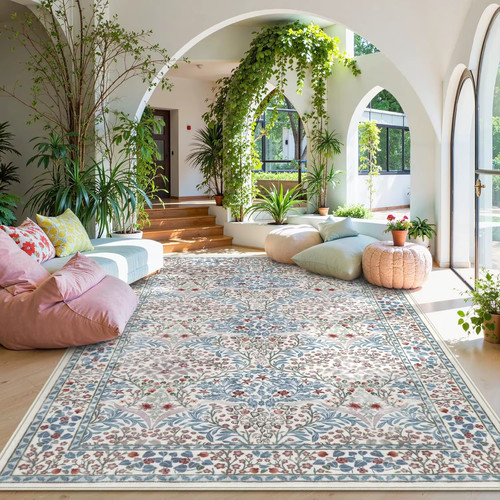 Bohemian flower rug large - bohemian,
