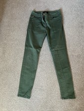 Next Ladies Green Skinny Zip Detail Trousers 10R VGC
